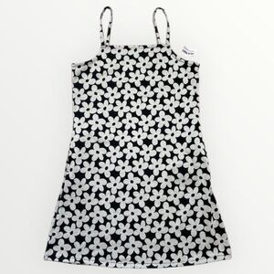 Old Navy Dress Girls Size XL Black And White Floral Spaghetti Strap Summer